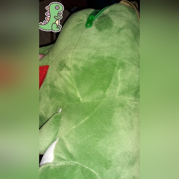 Yuruyuru Saurus Green Dinosaur T-Rex Plush Backpack 14" Adjustable Straps *Rwar* - Picture 8 of 8